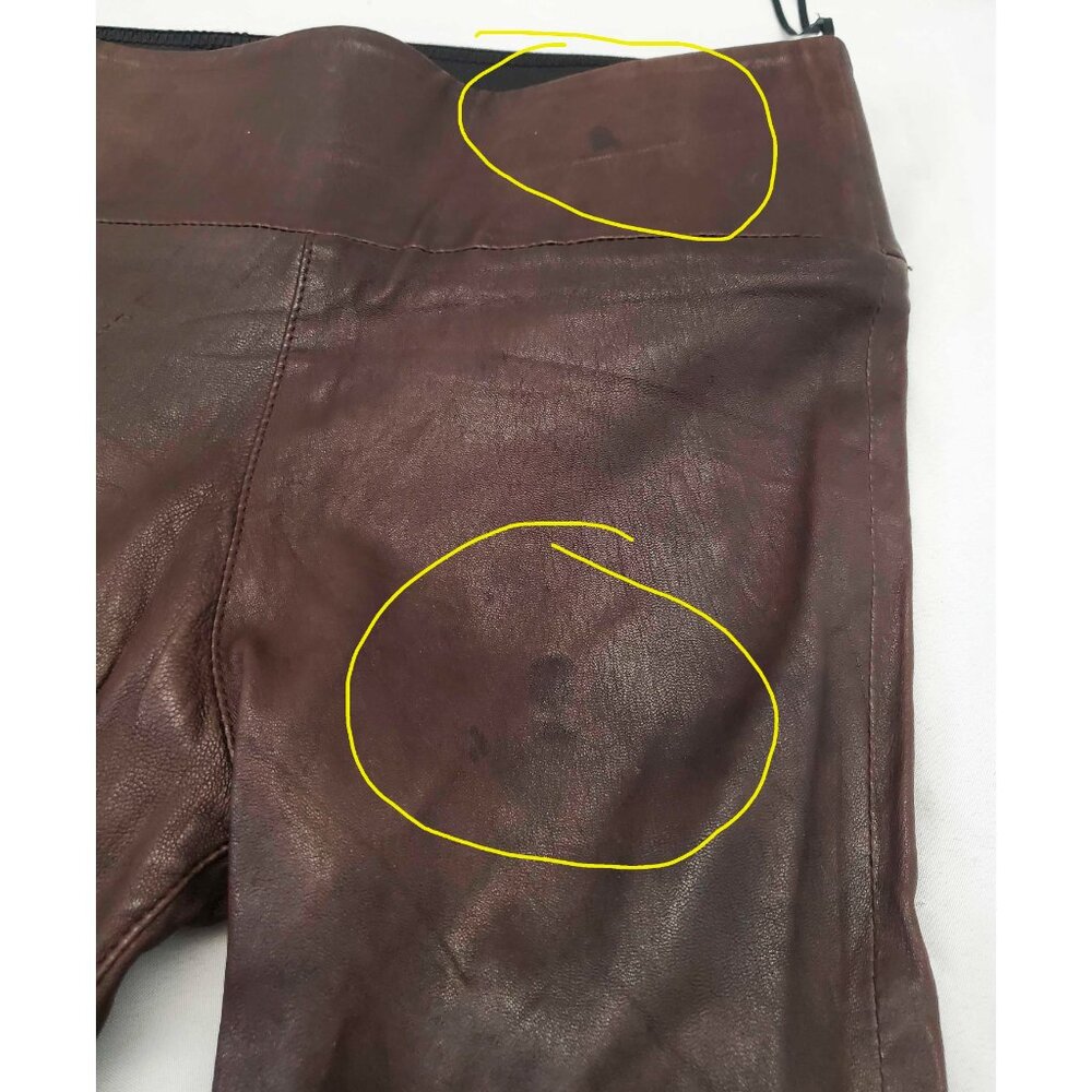 SPRWMN Women's Brown Stretch Ankle Leather Leggings S - Picture 10 of 11